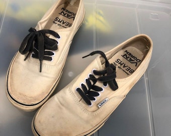 Vintage 80s Vans Skate Sneakers Made in USA Canvas Two Tone