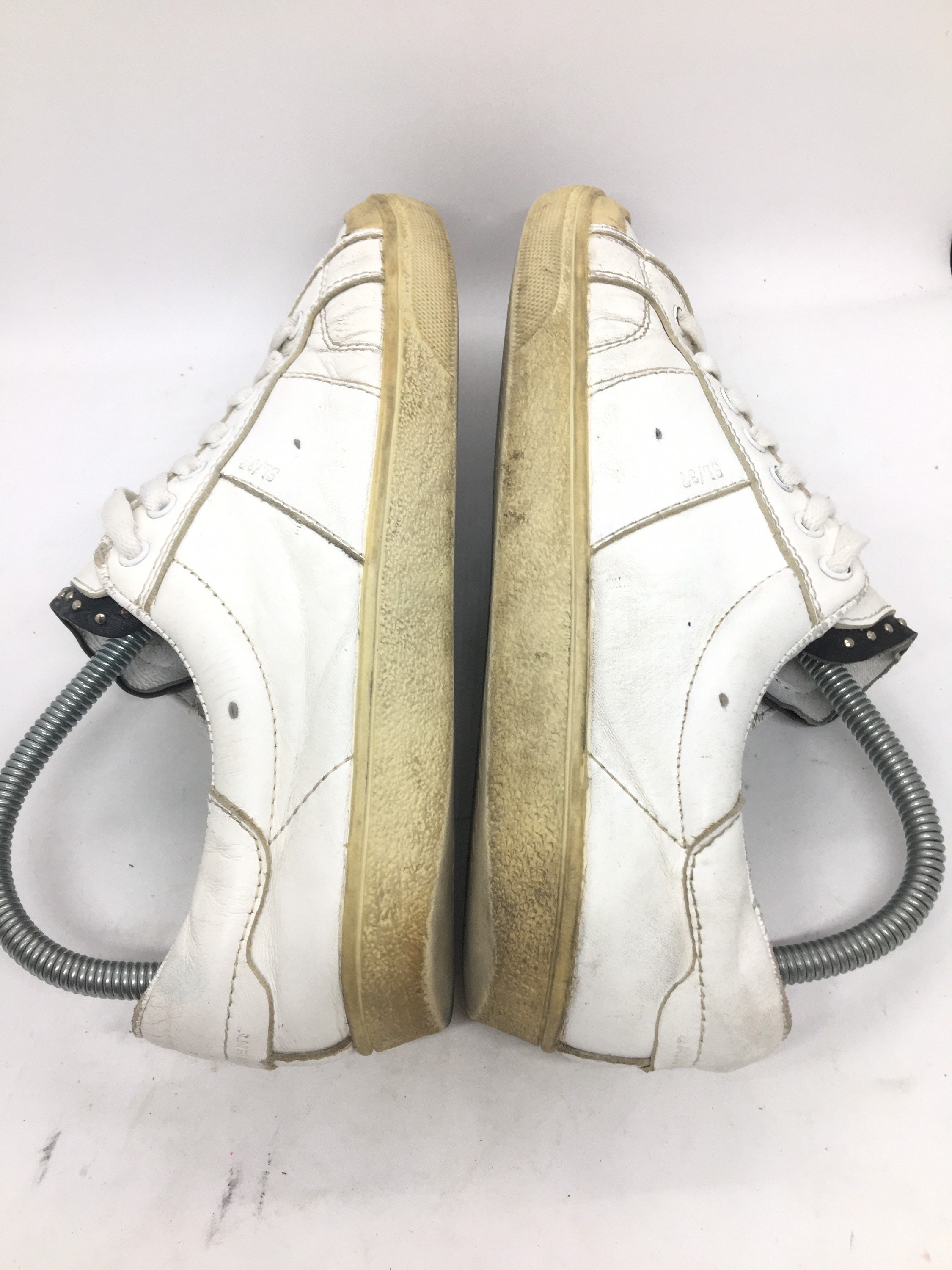 Saint Lauren Paris SL 37 Studded Low Leather White - Etsy