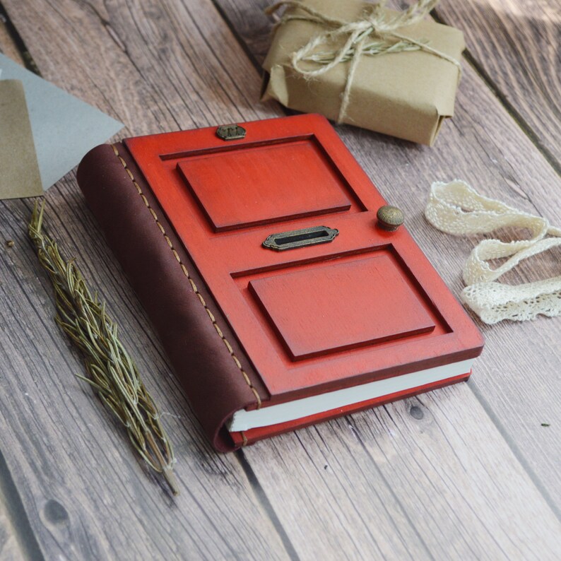 Wooden Notebook Old Door Notebook Kraft Notebooks Red Etsy