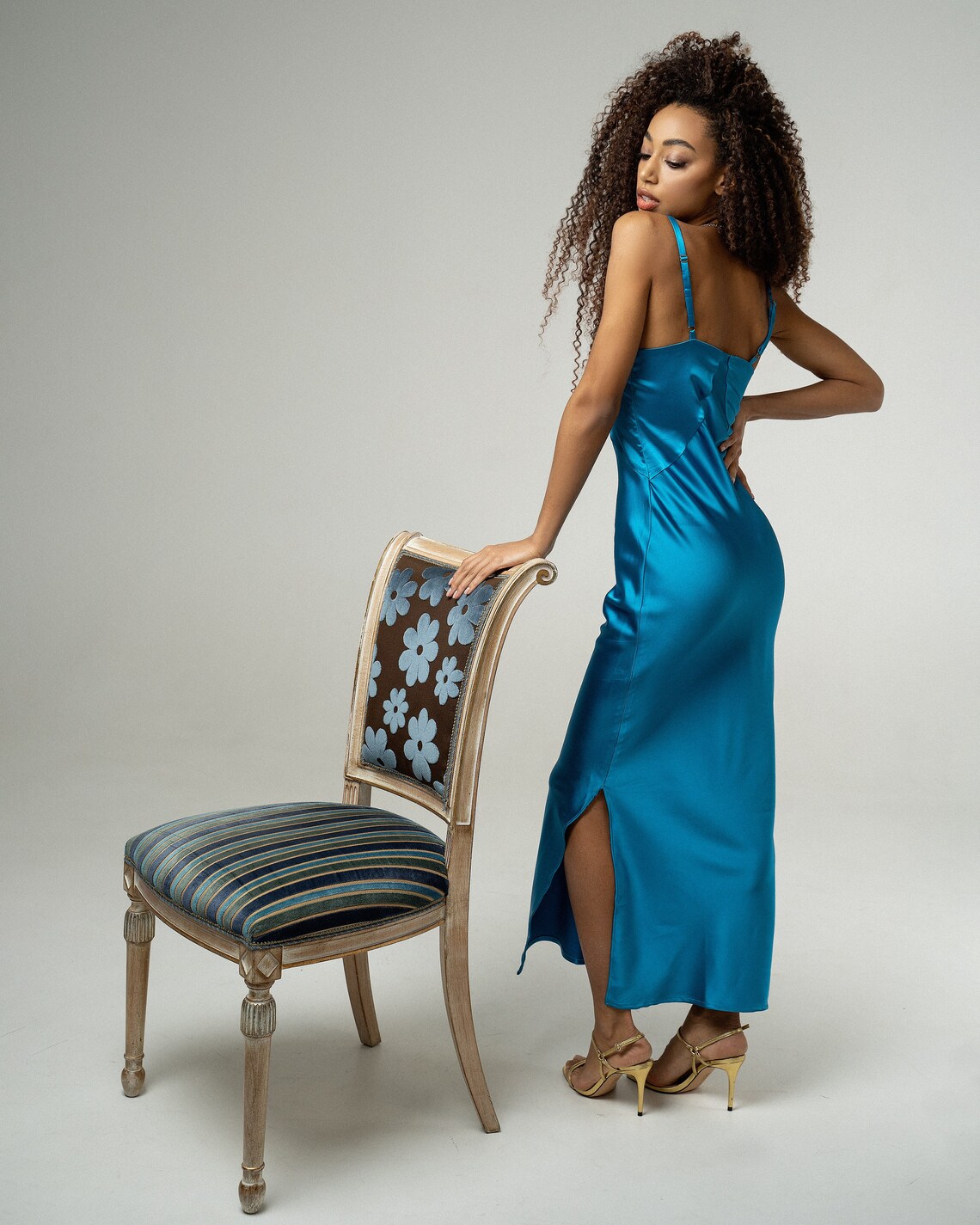 Turquoise Satin Dress Formal Slip Dress Great Gatsby Dress Etsy