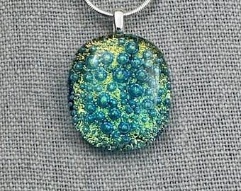 Dichroic Glass Bubble Pendant, Fused Glass Pendant, Dichroic Jewelry, Fused Glass Jewelry, OOAK, Gift for her