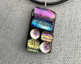 Dichroic Glass Pendant, Fine Silver Bail, Fused Glass, Dichroic Jewelry, Fused Glass Jewelry, Mosaic, OOAK, Gift for Mom