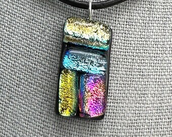 Dichroic Glass Pendant, Fine Silver Bail, Fused Glass, Dichroic Jewelry, Fused Glass Jewelry, Mosaic, OOAK, Gift for Mom