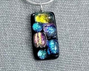 Dichroic Glass Pendant, Fine Silver Bail, Fused Glass, Dichroic Jewelry, Fused Glass Jewelry, Mosaic, OOAK, Gift for Mom