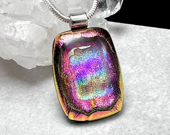 Dichroic Glass Pendant, Magenta Pink, Fused Glass, Dichroic Jewelry, Fused Glass Jewelry, OOAK, Gift for her