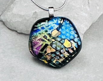 Dichroic Glass Pendant: Fused Glass Jewelry, OOAK Gift