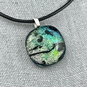 Dichroic Glass Pendant, Fused Glass, Dichroic Jewelry, Fused Glass, Green, OOAK, Gift for her