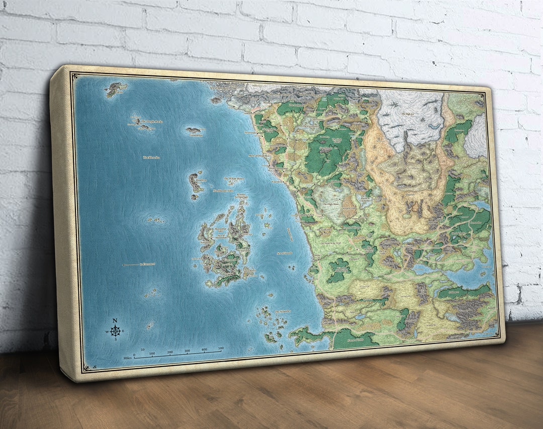 D&amp;D Map Canvas Print West Faerûn / Sword Coast Wall Art Picture Home ...
