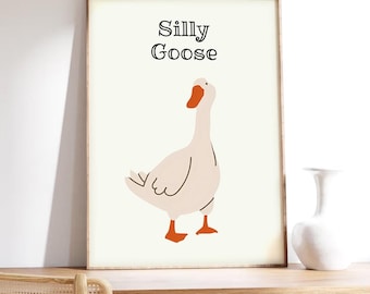 Impresión de "Silly Goose": Cita divertida sobre la cocina, lienzo sin marco