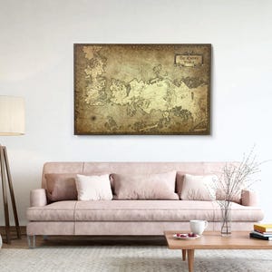 The Known World Westeros Map - GoT Canvas Wall Art Picture Print - Hand Stretched Canvas or Poster for Frame or Hanger - Game of Thrones image 2