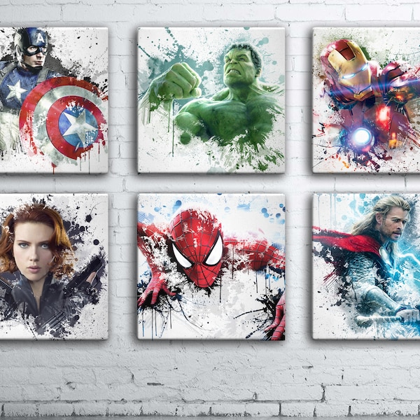 Avengers 'Paint Splatter' Canvas Art: Superhero Home Decor