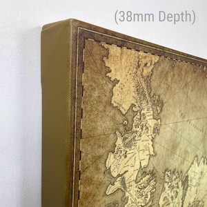 The Known World Westeros Map - GoT Canvas Wall Art Picture Print - Hand Stretched Canvas or Poster for Frame or Hanger - Game of Thrones Gallery (38mm)