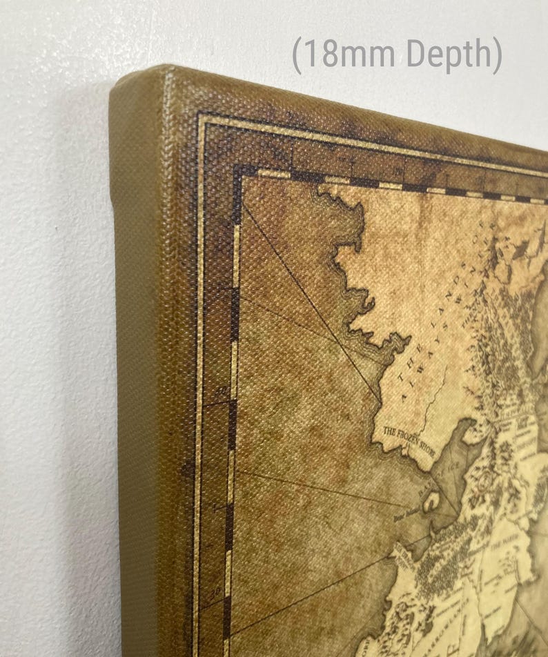 The Known World Westeros Map - GoT Canvas Wall Art Picture Print - Hand Stretched Canvas or Poster for Frame or Hanger - Game of Thrones Standard (18mm)