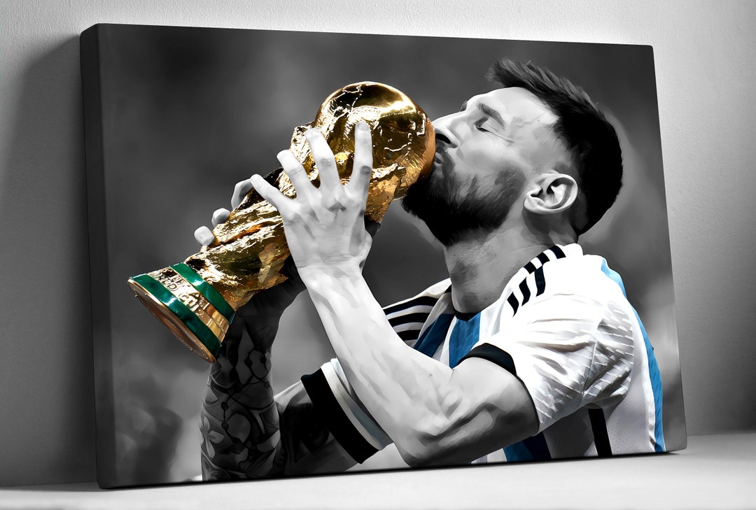 Lionel Messi World Cup 2022 Canvas Print Argentina Football Legend Wall