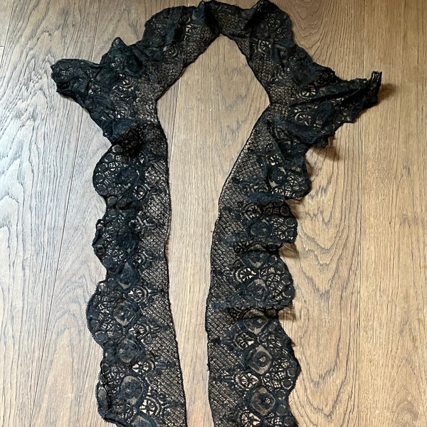 Antique black silk lace dress trim