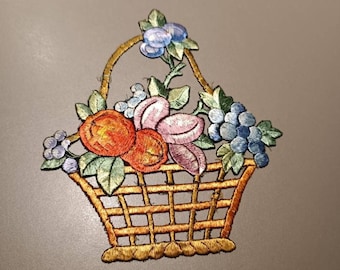 Vintage embroidered fruit basket application