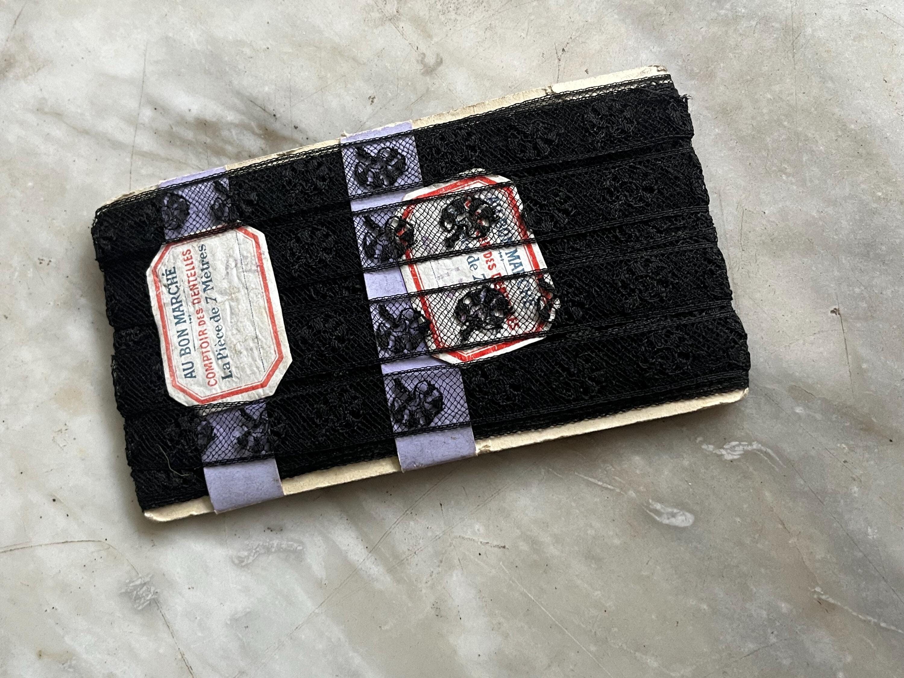 7 m antique narrow black cotton lace trim