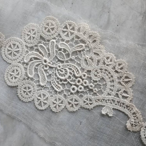Antique Edwardian cream lace dress motifs motifs