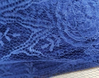 Vintage midnight blue silk lingerie lace trim.