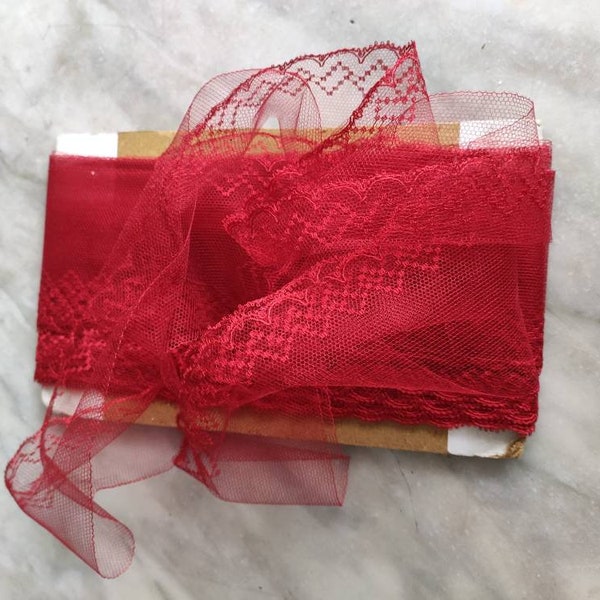 Vintage red silk lingerie trim