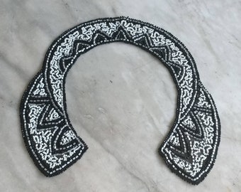 Vintage black and white beaded collar