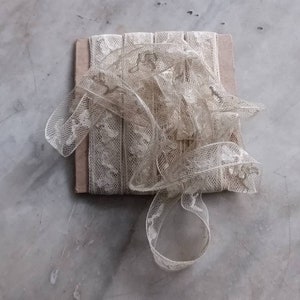 4 m antique Valenciennes white cotton lace inset trim
