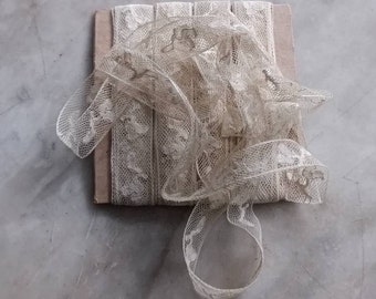 Antique Valenciennes white cotton lace inset trim