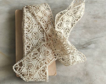 Antique needlepoint lace trim in the style of 17th century.