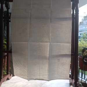 Antique Art Nouveau linen damask guest towel