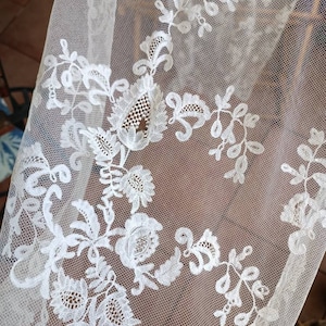 Antique Brussels applique lace stole