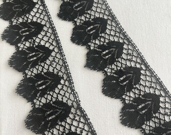 Antique black silk lace trim