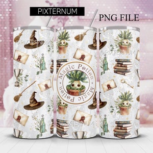 Wizard Tumbler Design, Witch Tumbler Wrap Png, 20oz Skinny Tumbler, Seamless Sublimation Design, Magic Potion, School