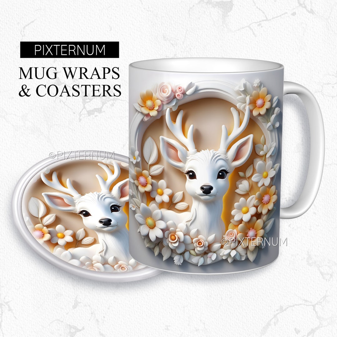 3d Deer Hole in a Wall Mug Wrap PNG, Mug Sublimation Design Template ...