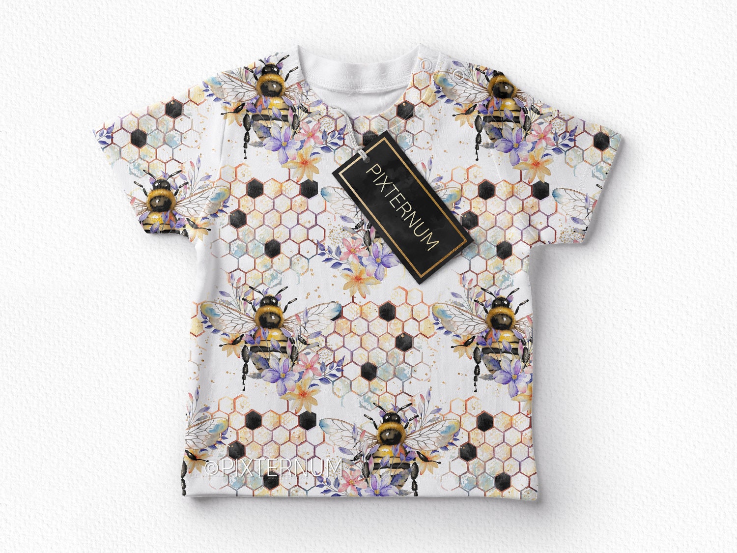 Honey Bee Seamless Patterns, Watercolor Bee Digital Papers Pack by ...