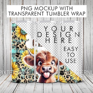 Tumbler Mockup PNG with Transparent Tumbler Wrap Background, Easy to use Wooden 20oz Tumbler Wrap Mockup by Pixternum 003
