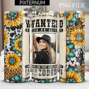 Lustige Foto Tumbler Wrap, 20 Unzen Skinny Tumbler Sublimation Design, gerade Tumbler Wrap, Steckbrief PNG Wrap, Country Girl Tumbler