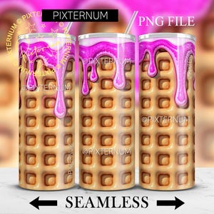 Par Pixternum 3D rose gaufrette cornet d'emballage pour gobelet PNG, design 3D gonflé de sublimation de gobelet maigre, emballage de gobelet pour glaçage fondant