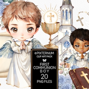 Clipart Religioso, Niño Primera Comunión Clip Art, Bautismo, Confirmación por Pixternum, Bautizo, Ángeles, Santa Biblia, Cruz, Rosario