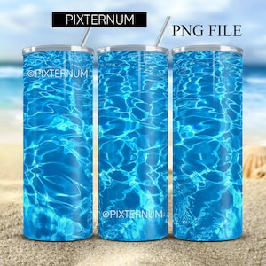 Seamless Water Texture 20oz Skinny Tumbler Wrap PNG, Pool Water Blue Swimming Pool Tumbler Wrap Sublimation Design, Digital Download