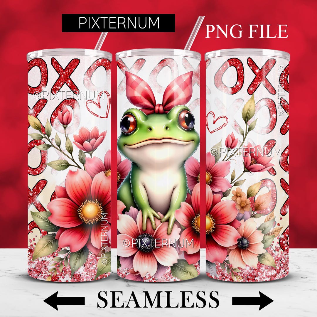 Cute Frog 20oz Skinny Tumbler Wrap, Glitter Xoxo 20 Oz Sublimation ...