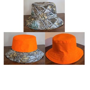 Reversible Camouflage Boonie Hat: Blaze Orange Hunting Bucket Hat Realtree EDGE