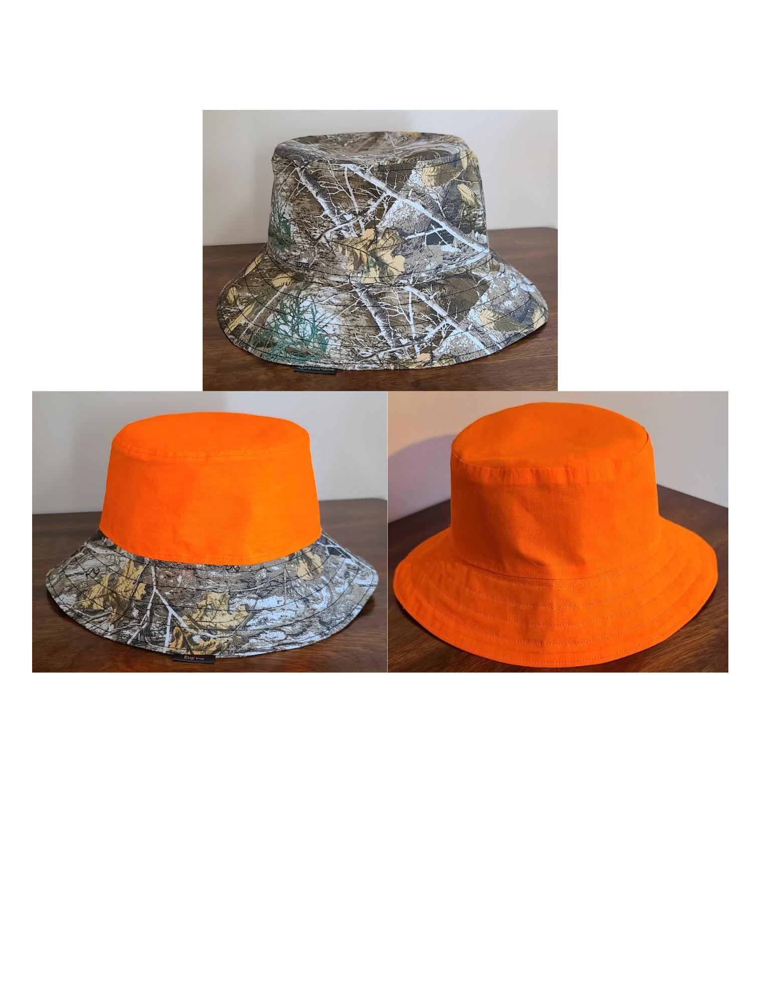 Reversible Camouflage Boonie Hat: Blaze Orange Hunting Bucket Hat