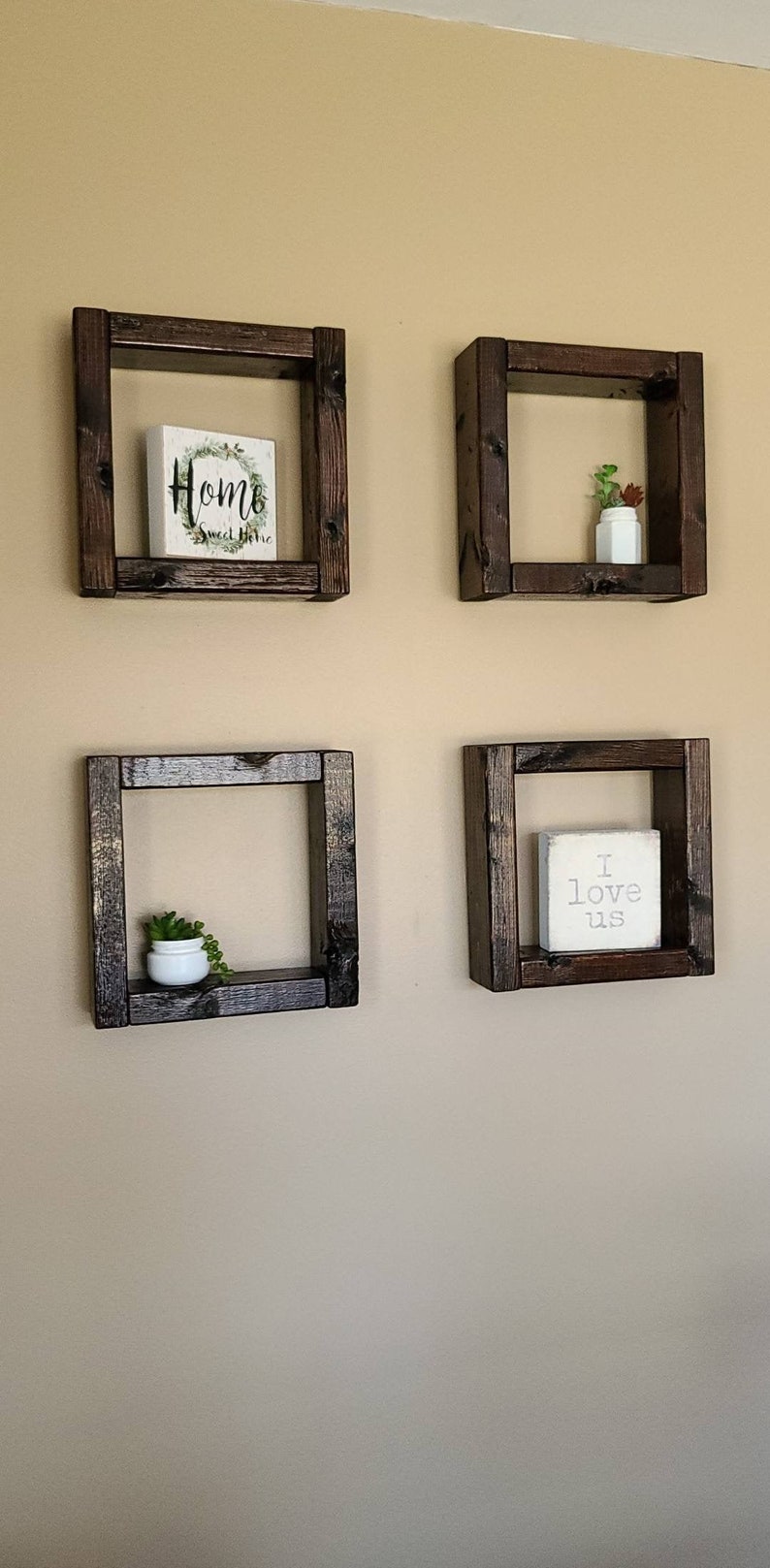 Rustic Shadow Boxes Set of 4 Etsy