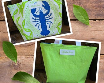 Blue Maine Lobster Market Bag: Reversible Cotton Tote