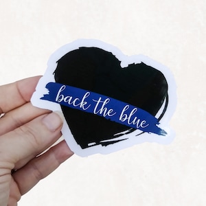Back The Blue Vinyl Laptop Sticker,  Thin Blue Line Police Decal