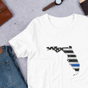 State Flag Thin Blue Line Graphic Tshirt
