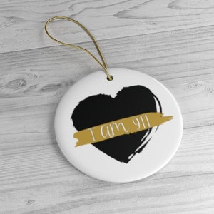 Police Dispatcher Ornament, Thin Gold Line I Am 911 First Responder Gift