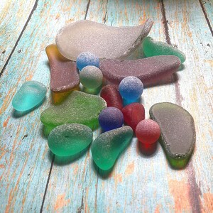 TUMBLED DEEP COLOR Sea Glass 16 Homemade Pieces Beach Glass, Red Green Turquoise Gray Brown Purple Frosted Sea Glass, Colorful Sea Glass#1#1