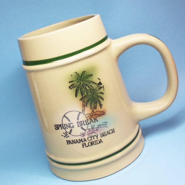 SPRING BREAK STEIN, 7 1/4", Vintage 2002 Alpine Pottery Roseville Ohio, Mint Condition Collectible Mug, Big Beer Stein, Panama City Florida