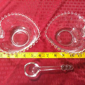 GLASS BUBBLE BOWLS, Glass Heart Shaped Bubble Edged Serving Bowls With Handles, Unique Glass Serving Ware, Cute Glass Bowls /B image 2